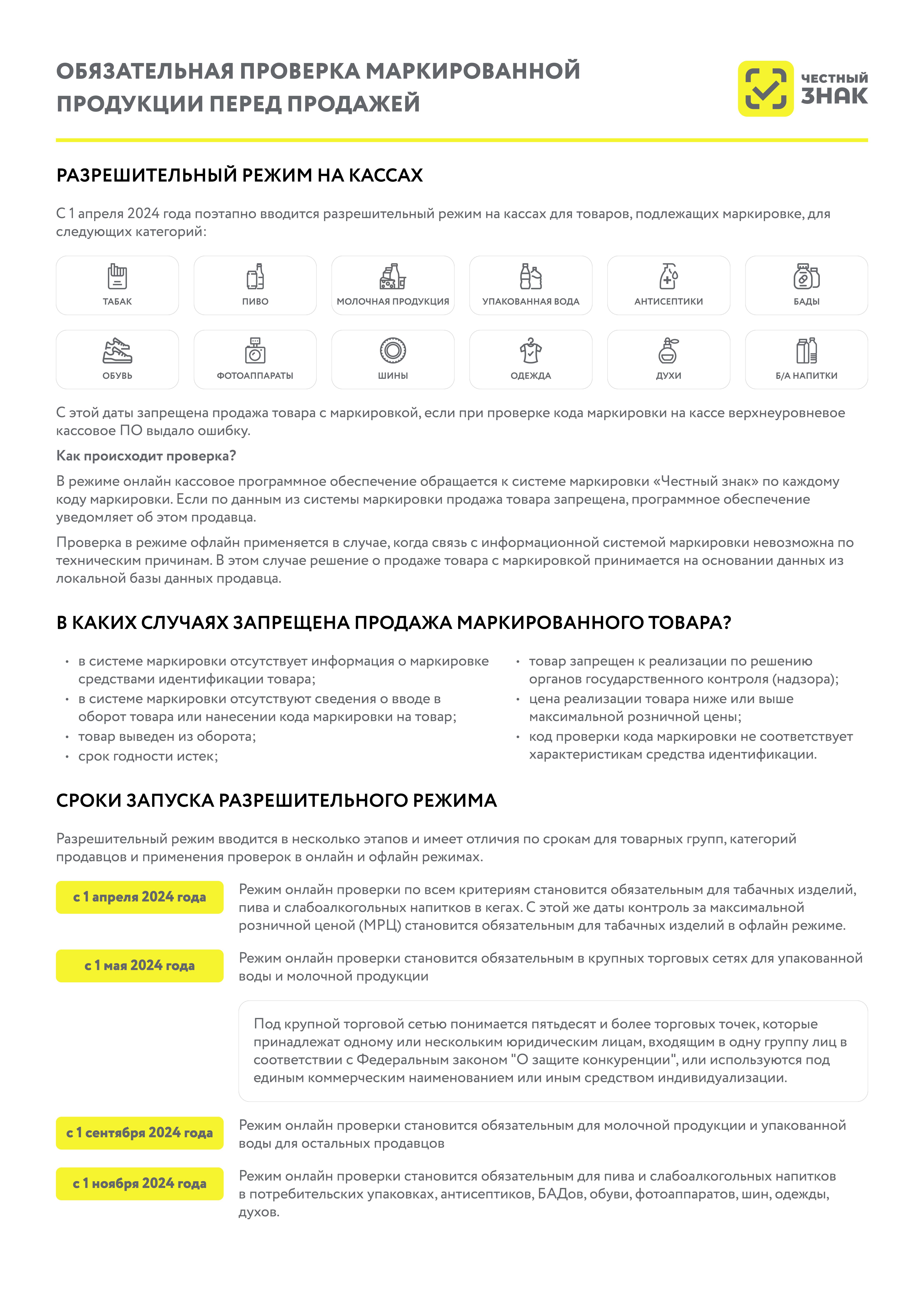 Проверка маркированнной продукции перед продажей.